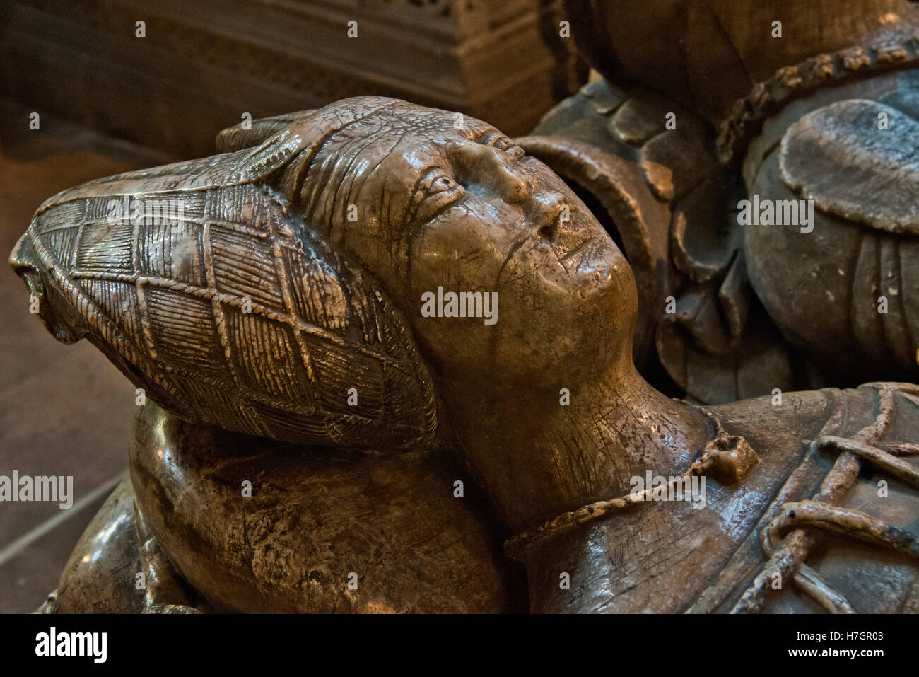 Barbara FitzHerbert, épouse de Sir Thomas Cokayne dans la chapelle Saint Oswald, Boothby's Church, Ashbourne, Derbyshire, Angleterre, RU Banque D'Images