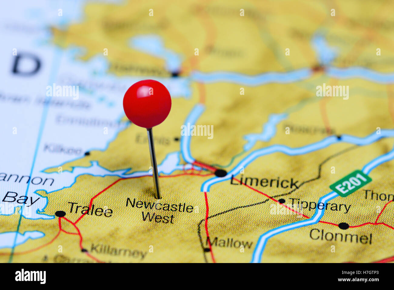 Newcastle West sur une carte de l'Irlande Banque D'Images