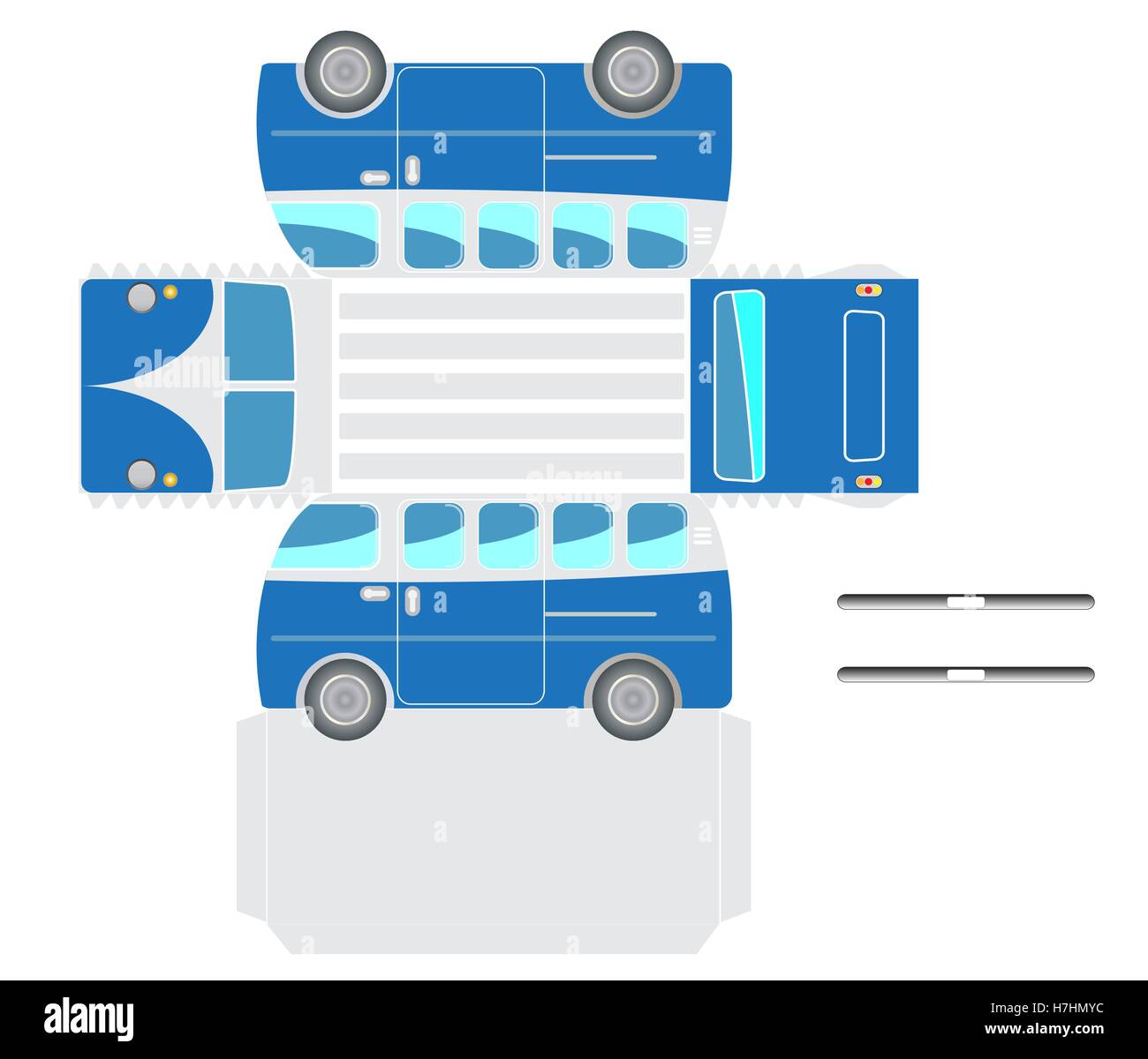 Les grandes lignes de bus Van Vintage,Imprimer sur papier , découper et la colle dans un modèle 3D Illustration de Vecteur