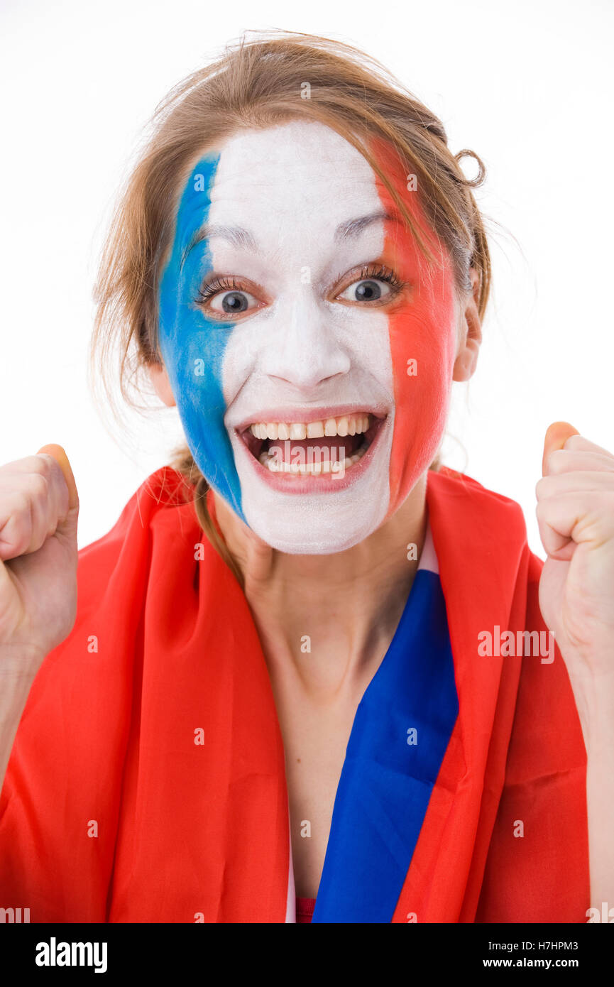Fan de foot français femelle Banque D'Images