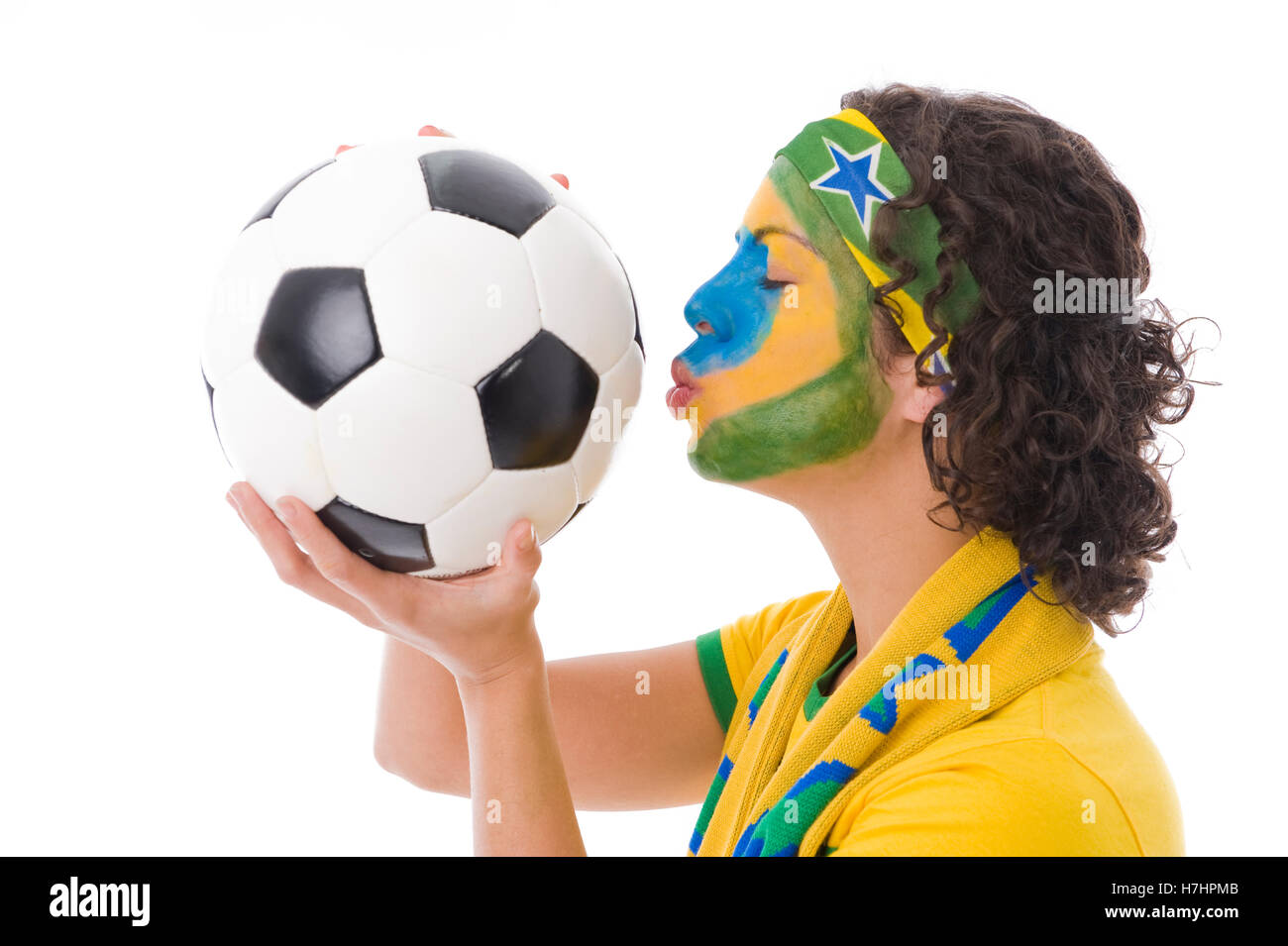 Fan de foot féminin du Brésil Banque D'Images