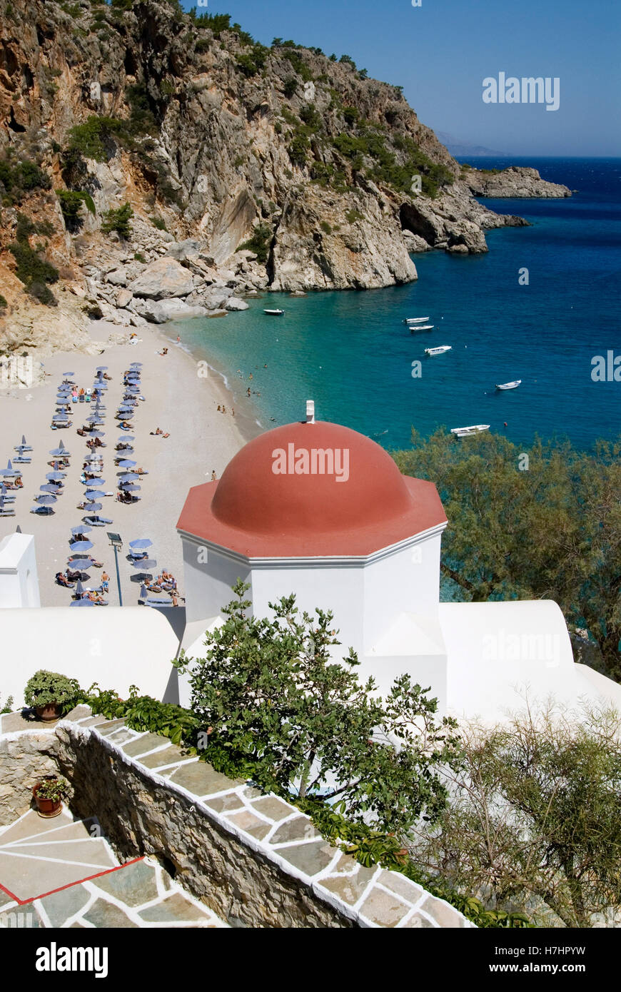 Chapelle sur Sart-lez-Beach sur l'île grecque de Karpathos, Grèce, Europe Banque D'Images