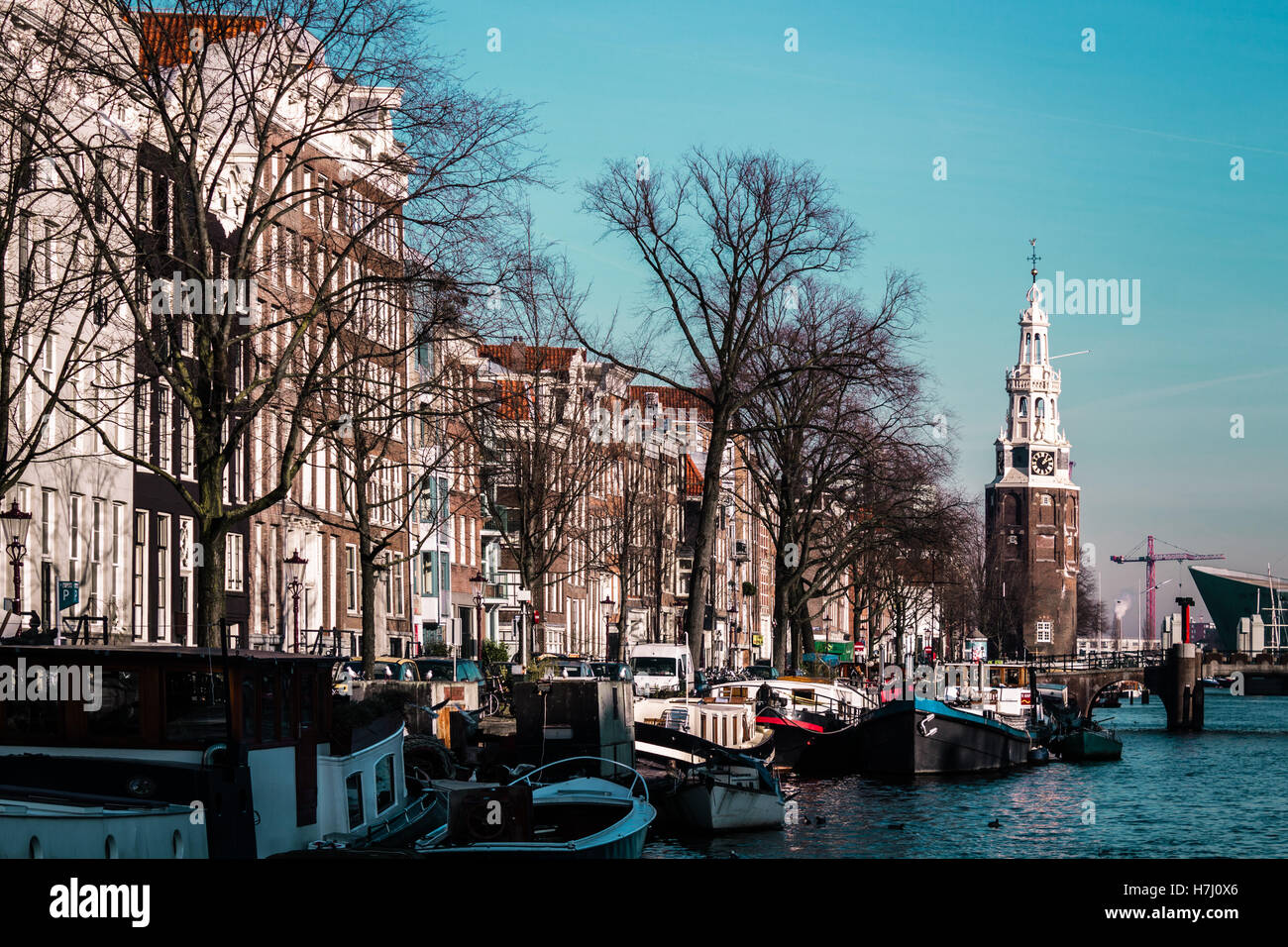 Photo de bâtiments et les rues d'Amsterdam, Pays-Bas Banque D'Images