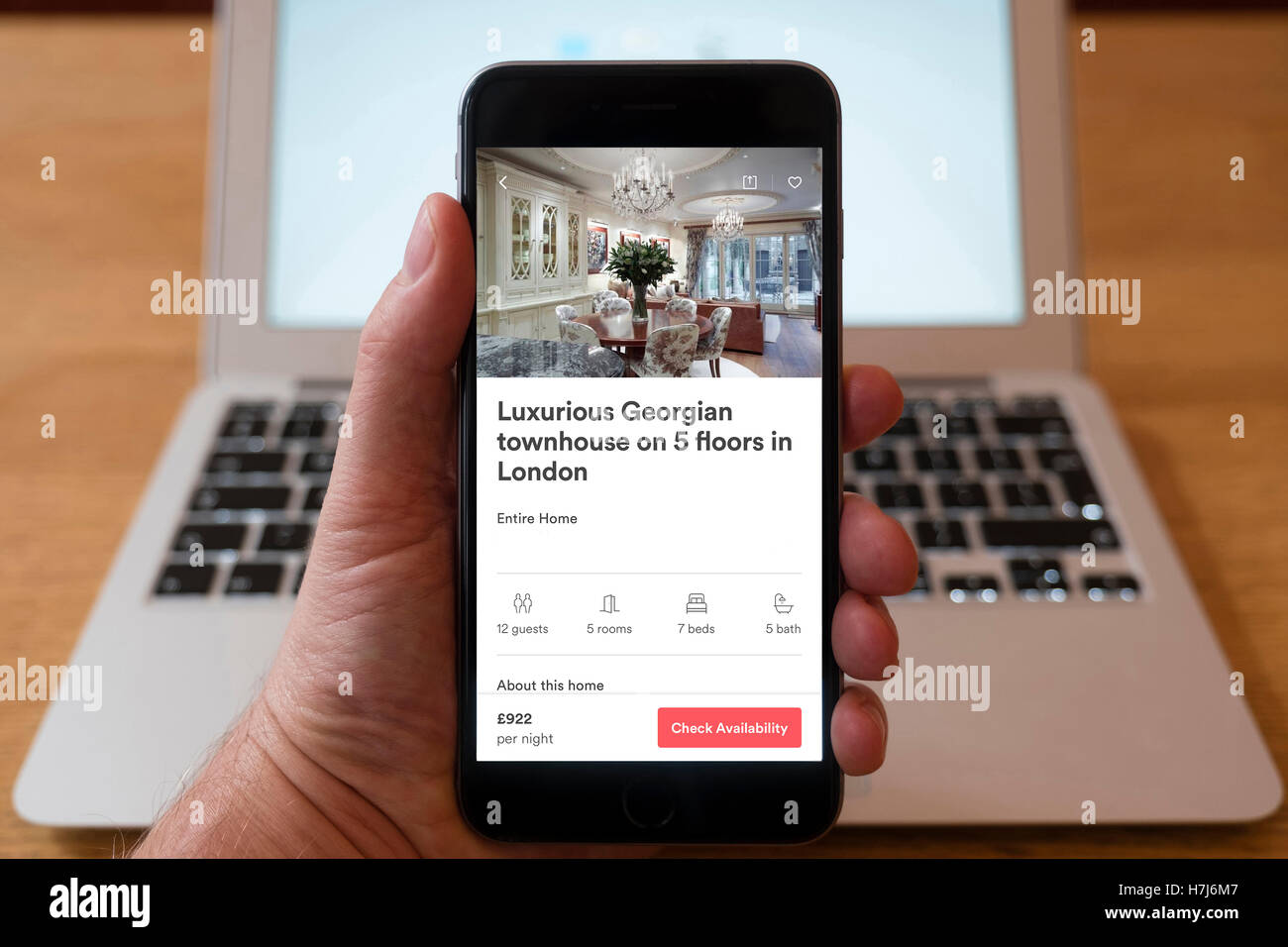 Vue de Londres de luxe maison à louer sur Airbnb maison/chambre partageant app Banque D'Images