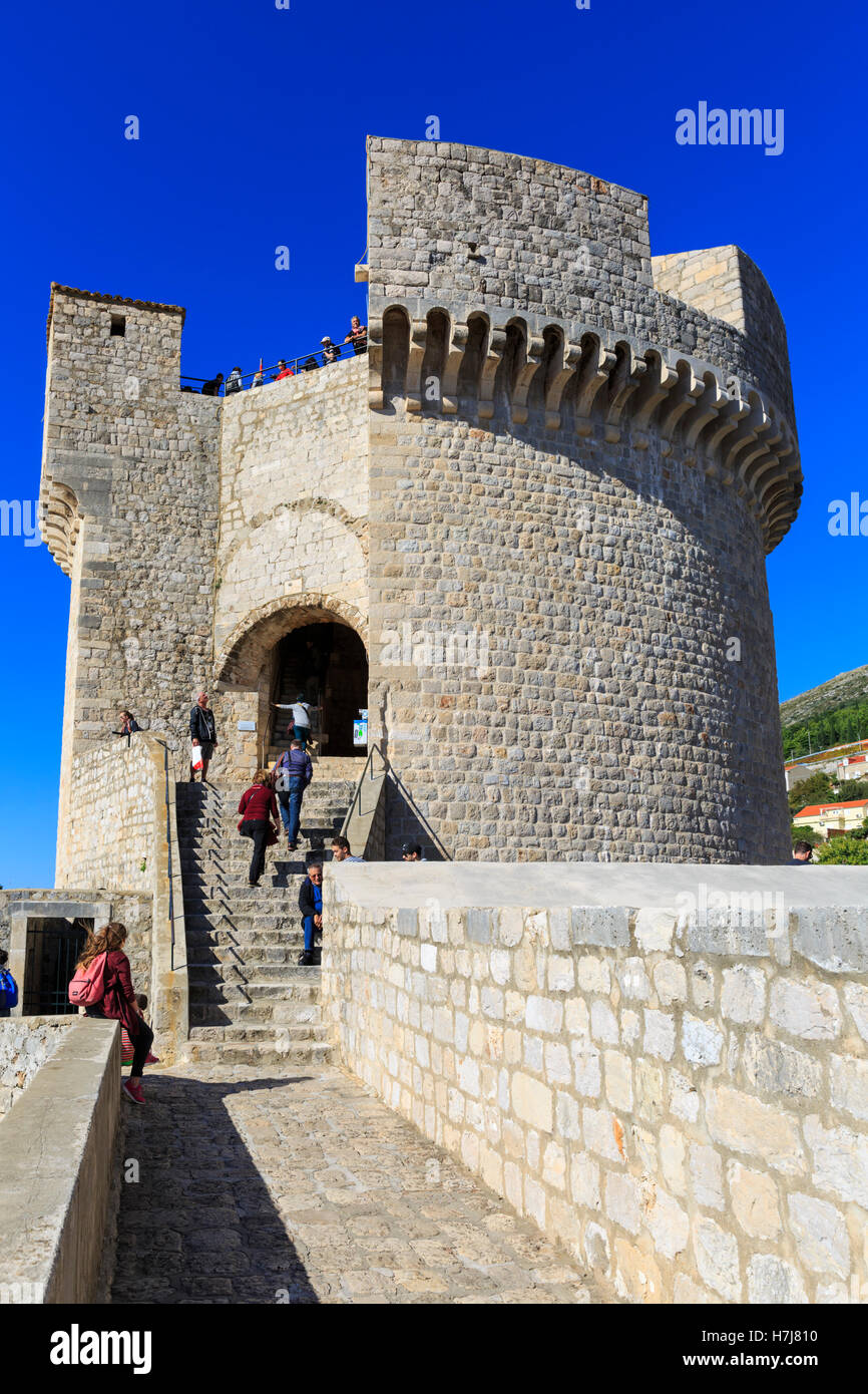 Tour Minčeta fort monument fort dans les murs de la ville de Dubrovnik, la vieille ville de Dubrovnik, Croatie Banque D'Images