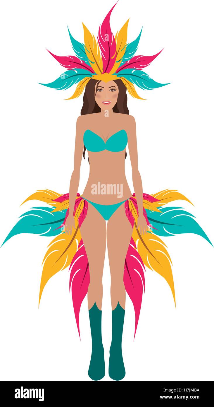 Danseuse de samba brésilienne. fille sur fond blanc. vector illustration Illustration de Vecteur