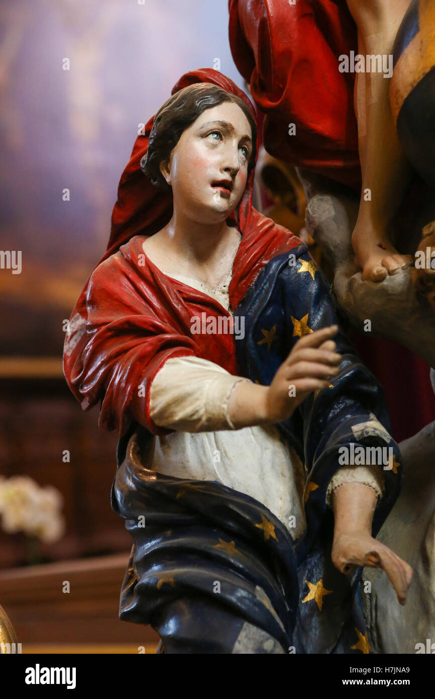 Statue baroque de Mère Marie dans l'église Saint Pierre et Paul de Malines, Flandre orientale, Belgique Banque D'Images