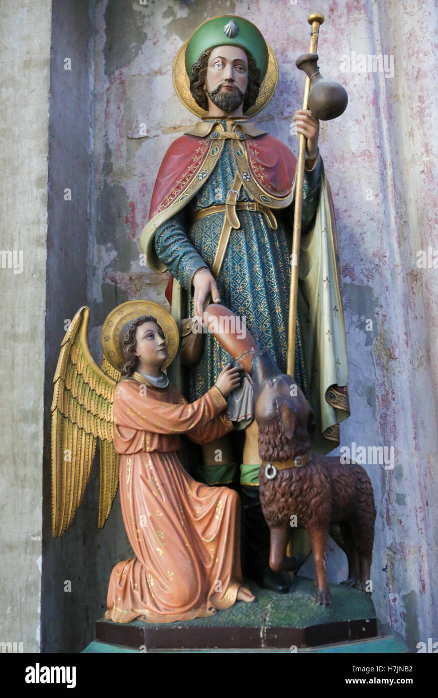 Statue de Saint Jacques le Majeur, dans la Cathédrale de Malines, Flandre orientale, Belgique Banque D'Images