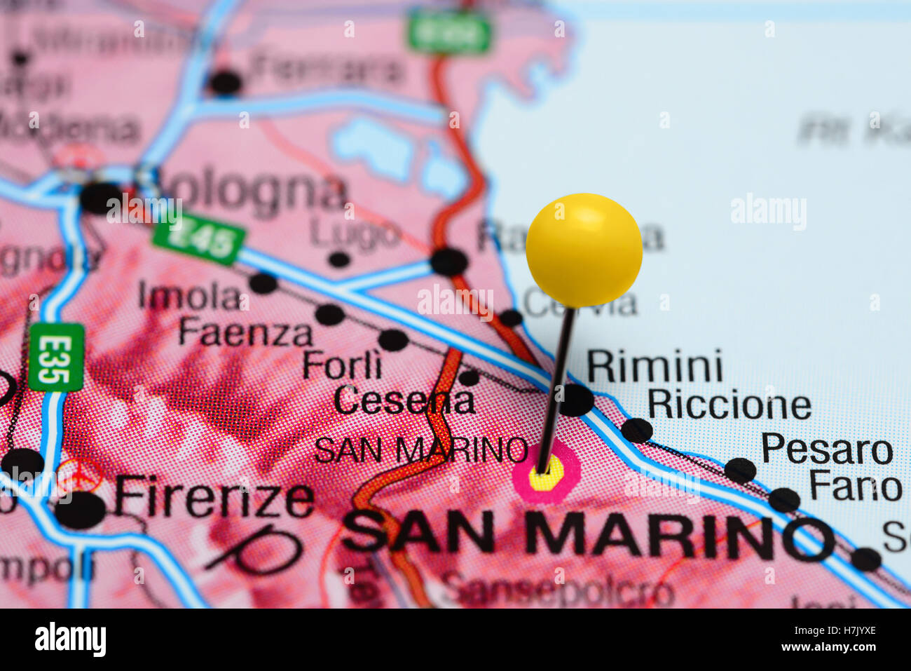 San Marino sur une carte de l'Italie Banque D'Images