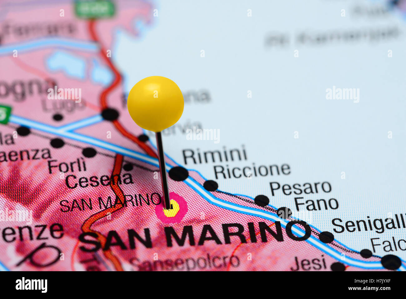San Marino sur une carte de l'Italie Banque D'Images