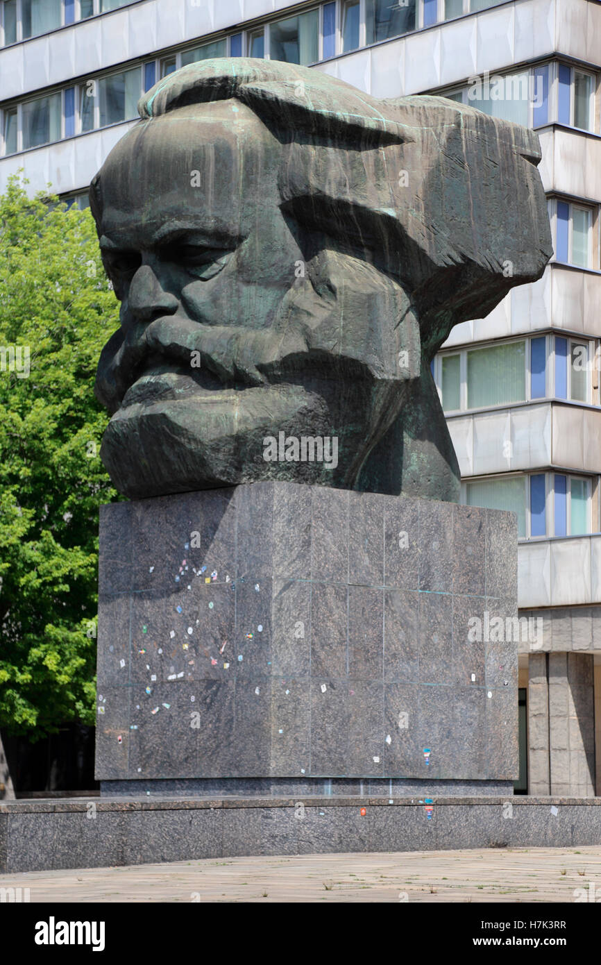 Chemnitz Monument Karl Marx Banque D'Images