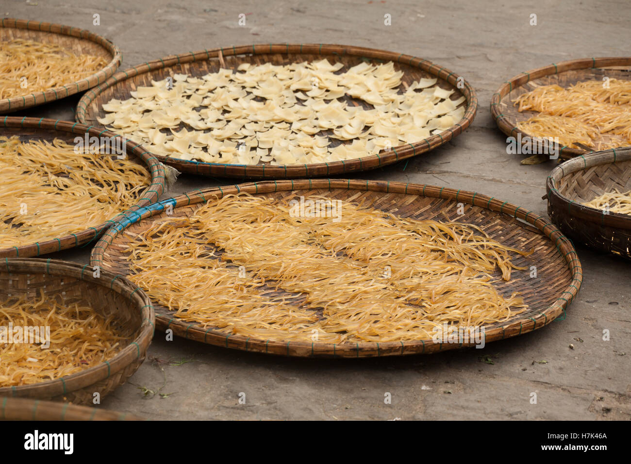 Nouilles vietnamiennes sécher au soleil Banque D'Images