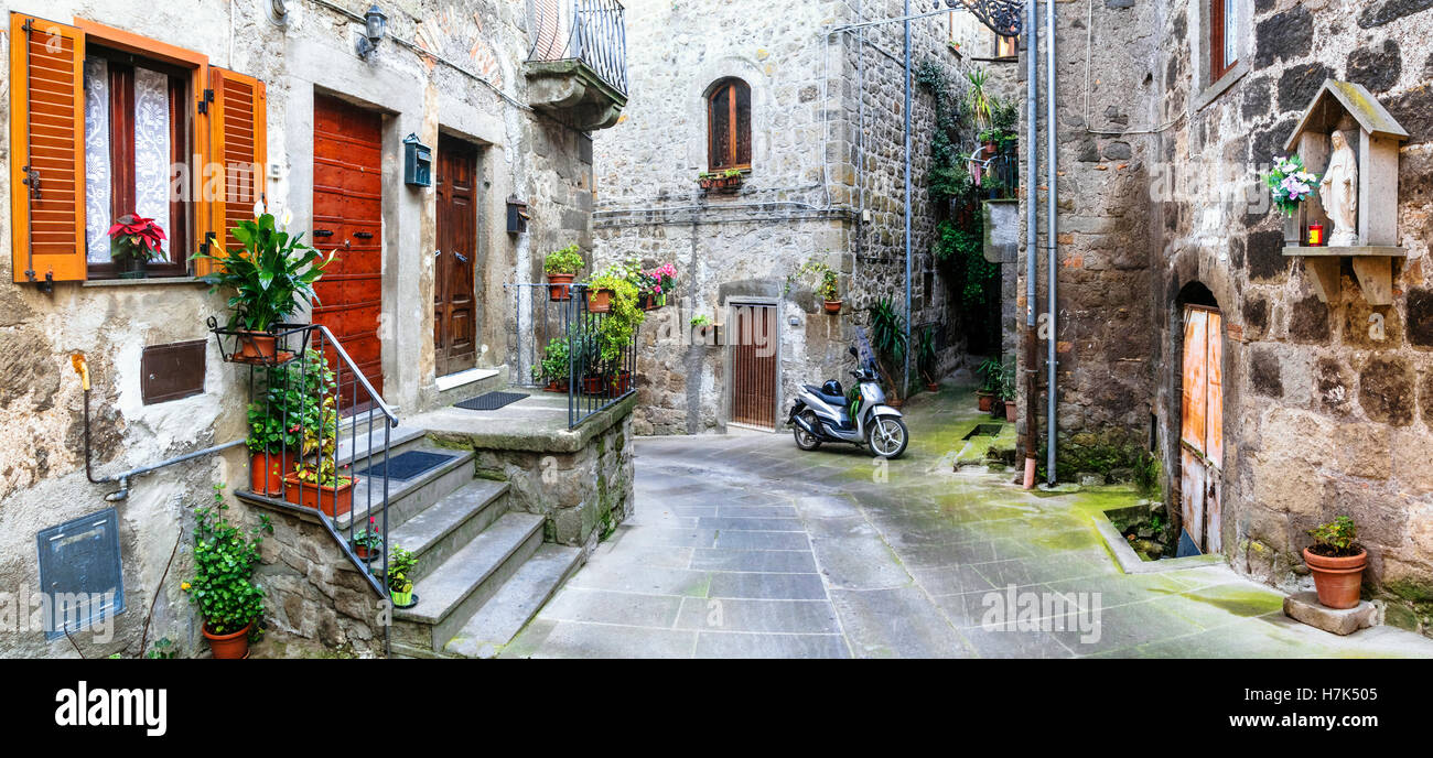 Vieilles rues du village italien,vitorchiano,Latium. Banque D'Images
