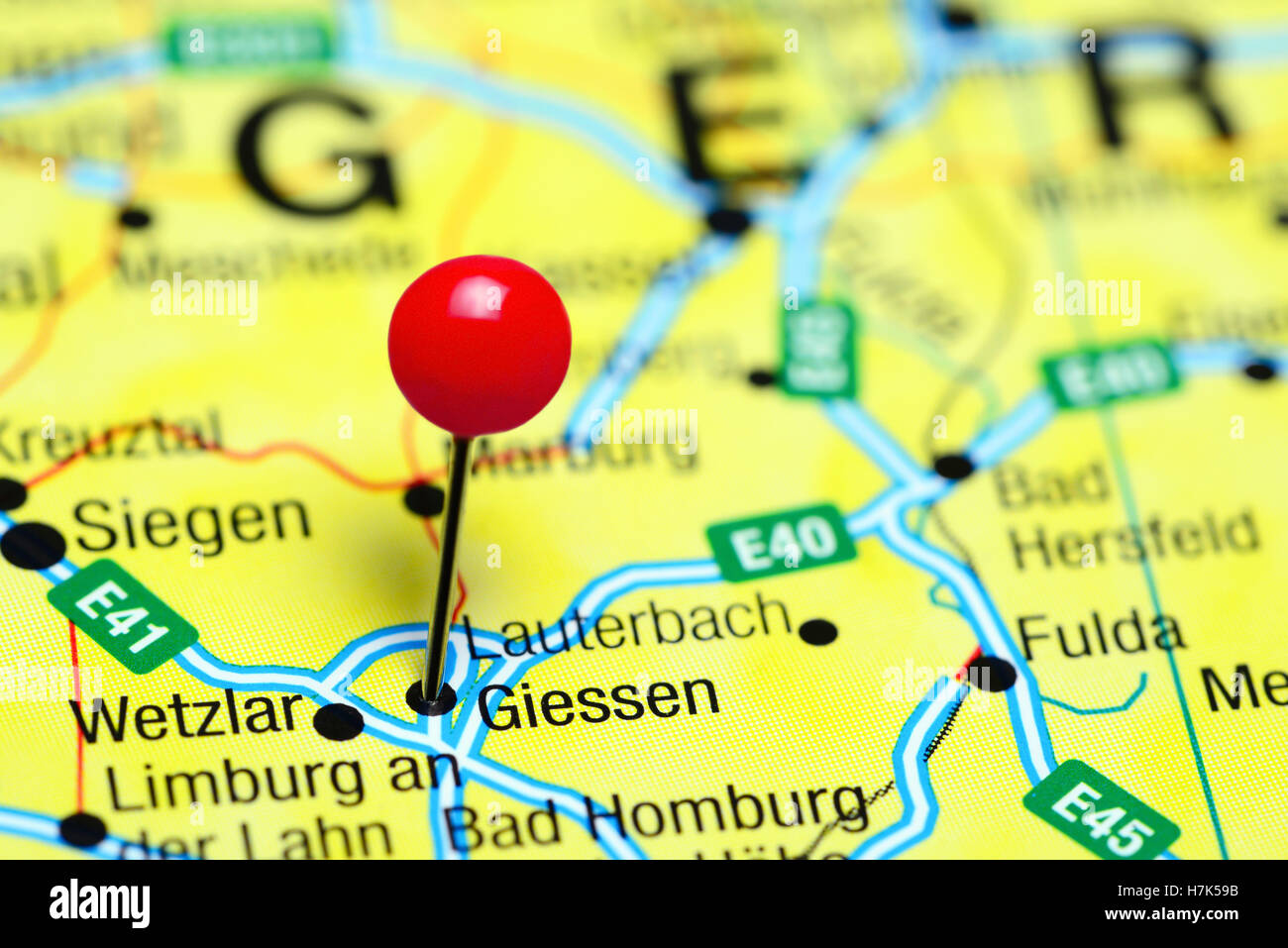 Giessen sur une carte Banque de photographies et d’images à haute ...
