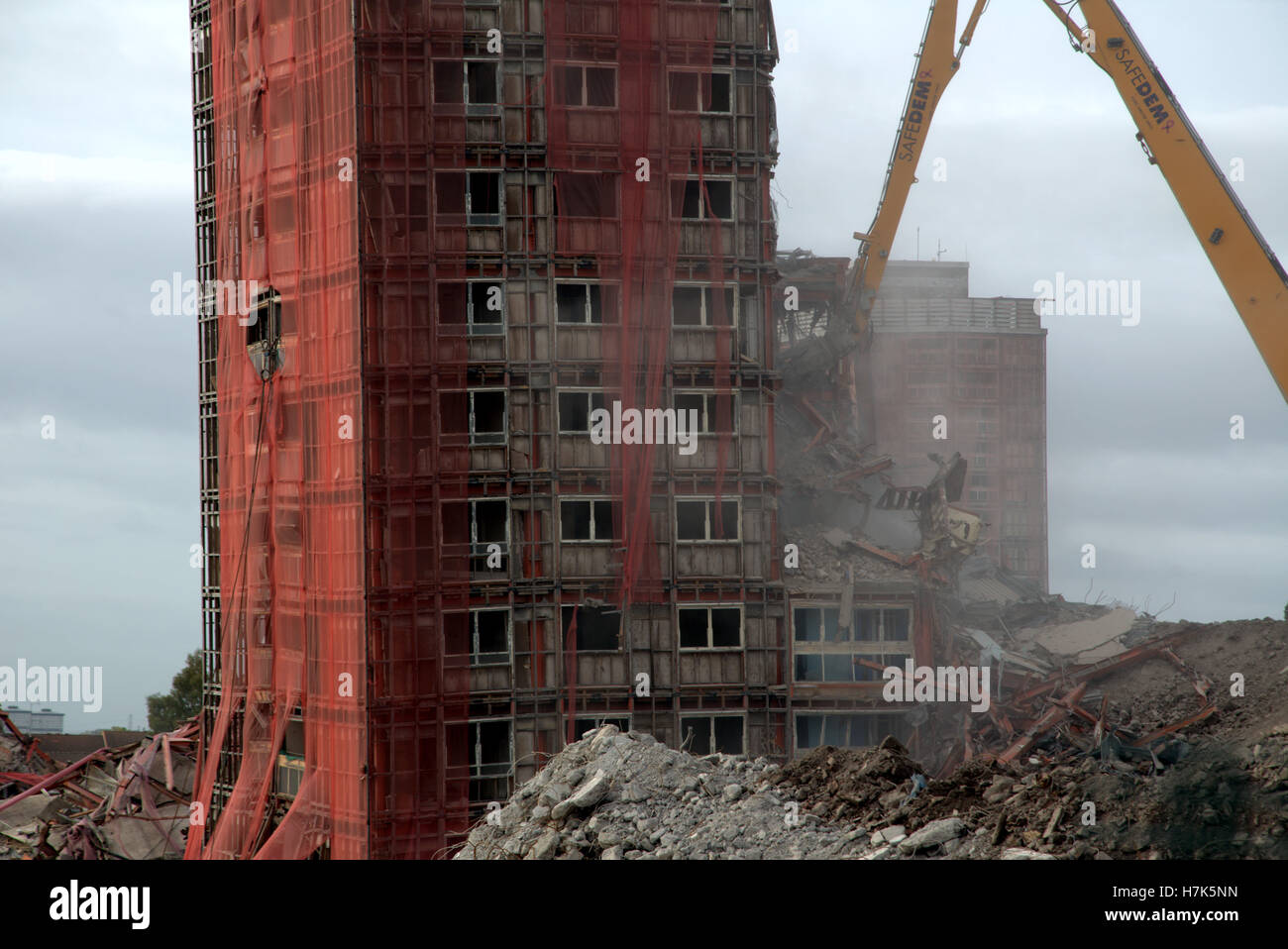 Red Road Appartements Glasgow démolition de la plus haute appartements en Europe Banque D'Images