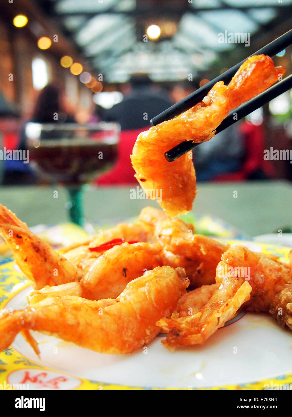 Crevettes frites, une cuisine chinoise Banque D'Images