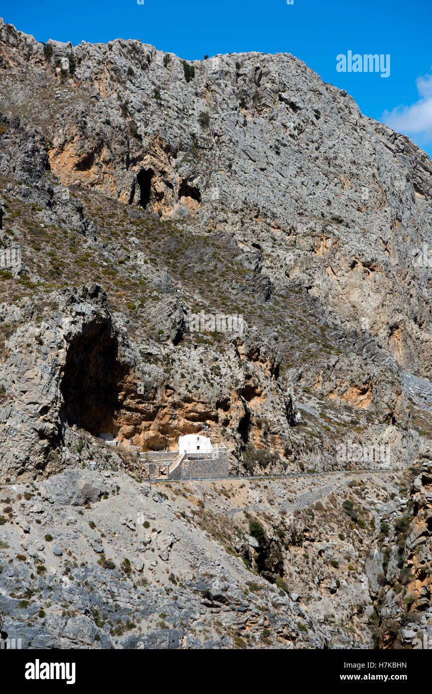 Spanien, Kreta, un Kaplle Kourtaliotiko-Schlucht dans der Strasse der bei Plakias Banque D'Images