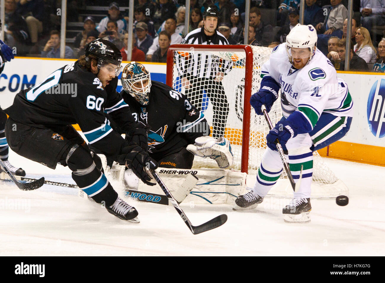 10 mars 2011, San Jose, CA, USA ; au cours de la première période à vancouver. hp pavilion de san jose a battu 5-4 en fusillade. Banque D'Images