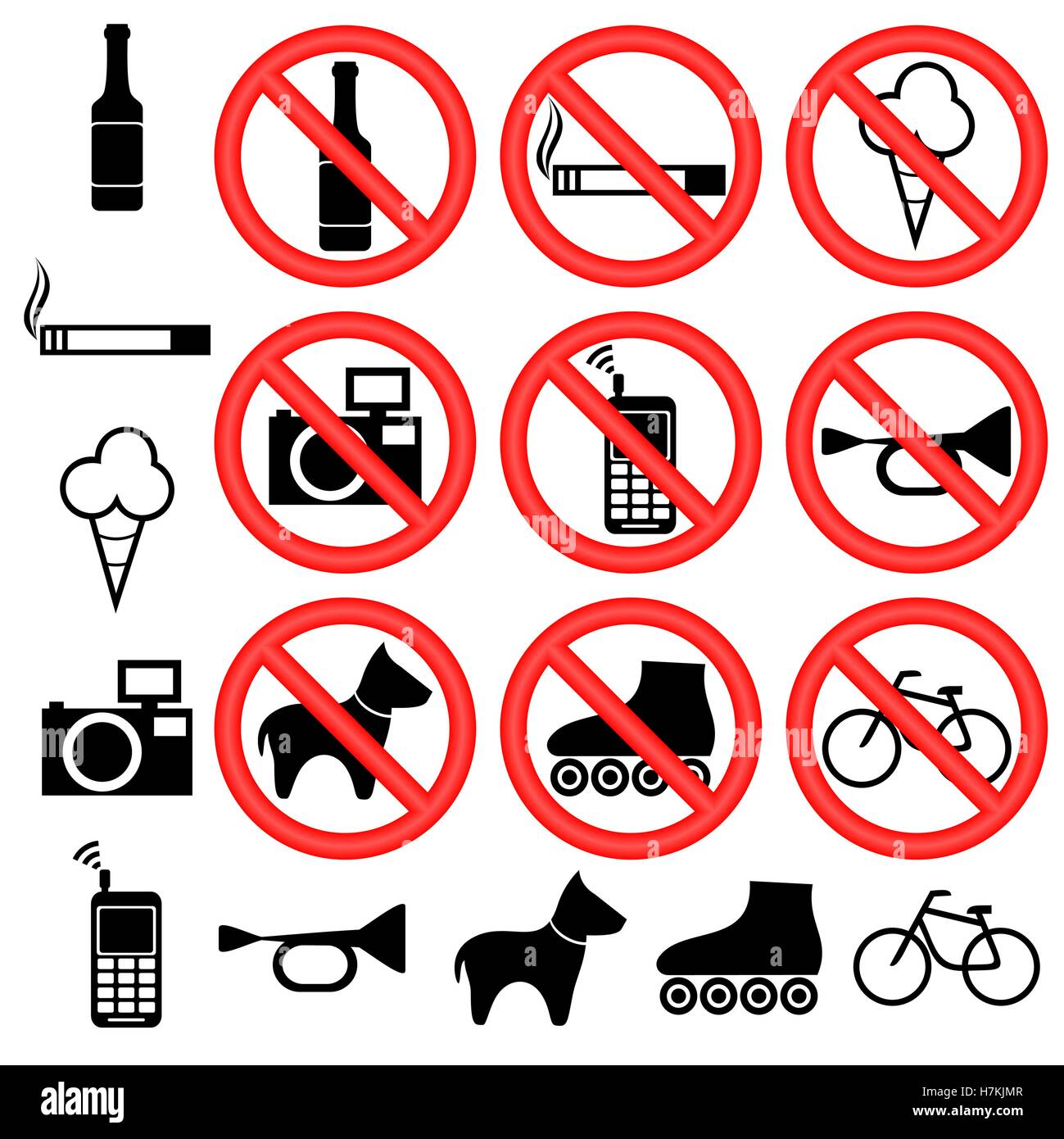 Les panneaux d'interdiction. Illustration de Vecteur