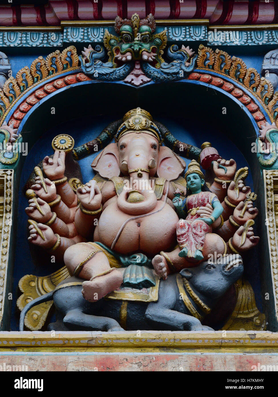 Dieu hindou Ganesha statue sur Madurai Meenakshi Amman Temple Ganesha Inde Banque D'Images