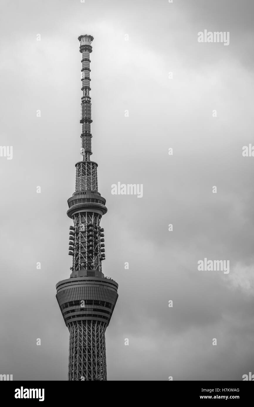 La section supérieure de Tokyo Skytree tour de communications. Banque D'Images