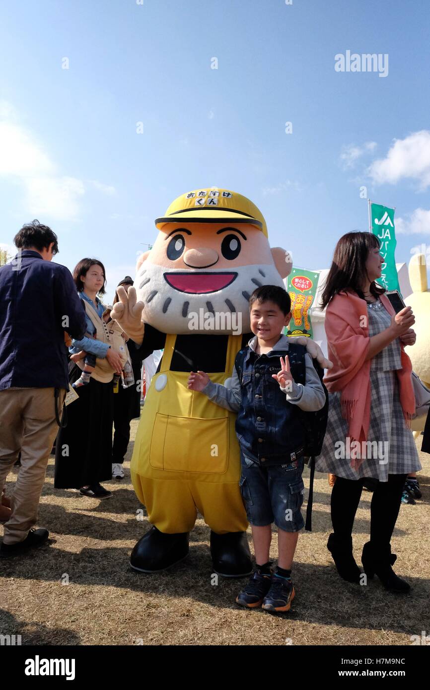 Les caractères japonais à l'Yuru-Kyara mascotte Grand Prix le 6 novembre 2016, à Matsuyama, Japon. Cute Cuddly Les mascottes sont très populaires au Japon et les deux entreprises et les autorités locales de les utiliser pour promouvoir leurs produits et leur région. Le Yuru-Kyara Grand Prix est un événement annuel, tenu pour la première fois en 2010, rassemble plus de 1000 icônes de toutes les régions du pays. Les visiteurs de l'événement sont en mesure de voter pour leur personnage préféré et chaque année, un gagnant est choisi. © Rod Walters/AFLO/Alamy Live News Banque D'Images