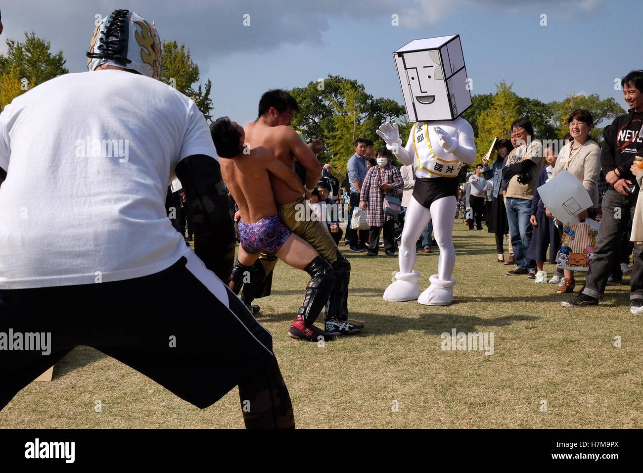 Les caractères japonais à l'Yuru-Kyara mascotte Grand Prix le 6 novembre 2016, à Matsuyama, Japon. Cute Cuddly Les mascottes sont très populaires au Japon et les deux entreprises et les autorités locales de les utiliser pour promouvoir leurs produits et leur région. Le Yuru-Kyara Grand Prix est un événement annuel, tenu pour la première fois en 2010, rassemble plus de 1000 icônes de toutes les régions du pays. Les visiteurs de l'événement sont en mesure de voter pour leur personnage préféré et chaque année, un gagnant est choisi. © Rod Walters/AFLO/Alamy Live News Banque D'Images