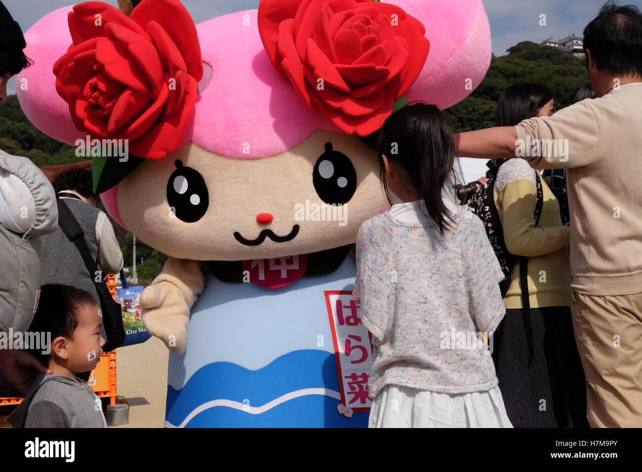 Les caractères japonais à l'Yuru-Kyara mascotte Grand Prix le 6 novembre 2016, à Matsuyama, Japon. Cute Cuddly Les mascottes sont très populaires au Japon et les deux entreprises et les autorités locales de les utiliser pour promouvoir leurs produits et leur région. Le Yuru-Kyara Grand Prix est un événement annuel, tenu pour la première fois en 2010, rassemble plus de 1000 icônes de toutes les régions du pays. Les visiteurs de l'événement sont en mesure de voter pour leur personnage préféré et chaque année, un gagnant est choisi. © Rod Walters/AFLO/Alamy Live News Banque D'Images