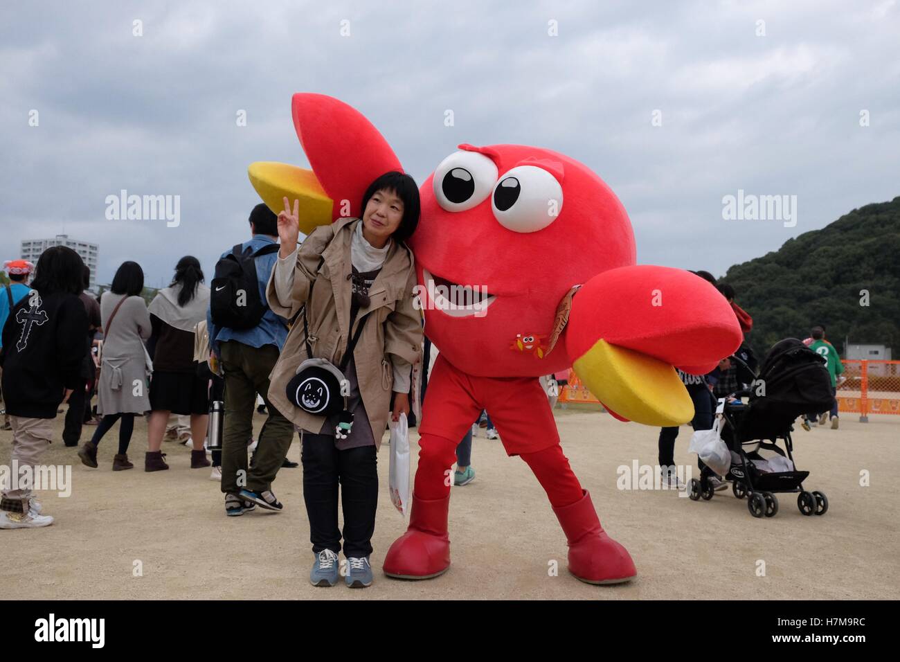 Les caractères japonais à l'Yuru-Kyara mascotte Grand Prix le 6 novembre 2016, à Matsuyama, Japon. Cute Cuddly Les mascottes sont très populaires au Japon et les deux entreprises et les autorités locales de les utiliser pour promouvoir leurs produits et leur région. Le Yuru-Kyara Grand Prix est un événement annuel, tenu pour la première fois en 2010, rassemble plus de 1000 icônes de toutes les régions du pays. Les visiteurs de l'événement sont en mesure de voter pour leur personnage préféré et chaque année, un gagnant est choisi. © Rod Walters/AFLO/Alamy Live News Banque D'Images