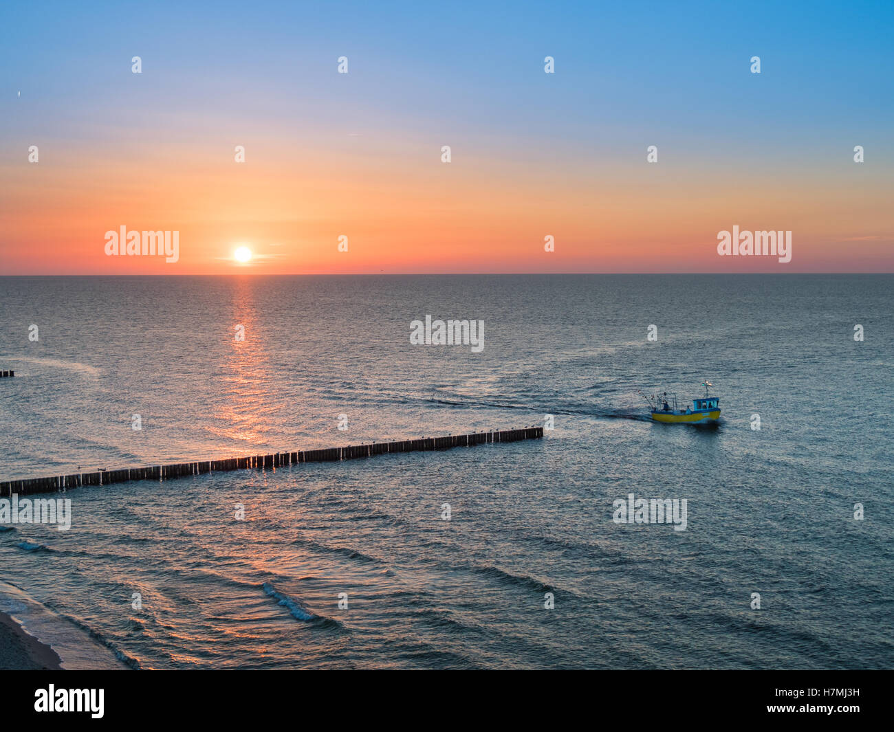 Coucher du soleil, de la mer Baltique Banque D'Images
