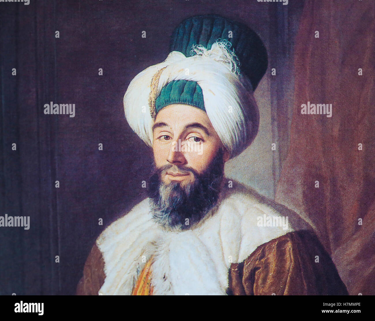 Portrait de Mehmed Pacha a dit, la peinture de Jacques Andre Joseph enregistré créé en 1742. Banque D'Images