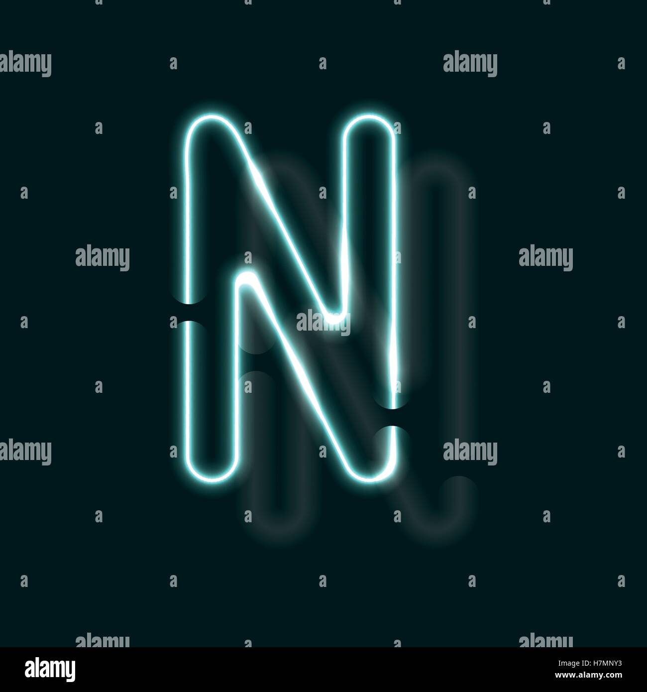 Alphabet au néon. Police de contour lumineux. Lettre vecteur réaliste de tubes au néon. Vector illustration. ABC inhabituelle. Illustration de Vecteur