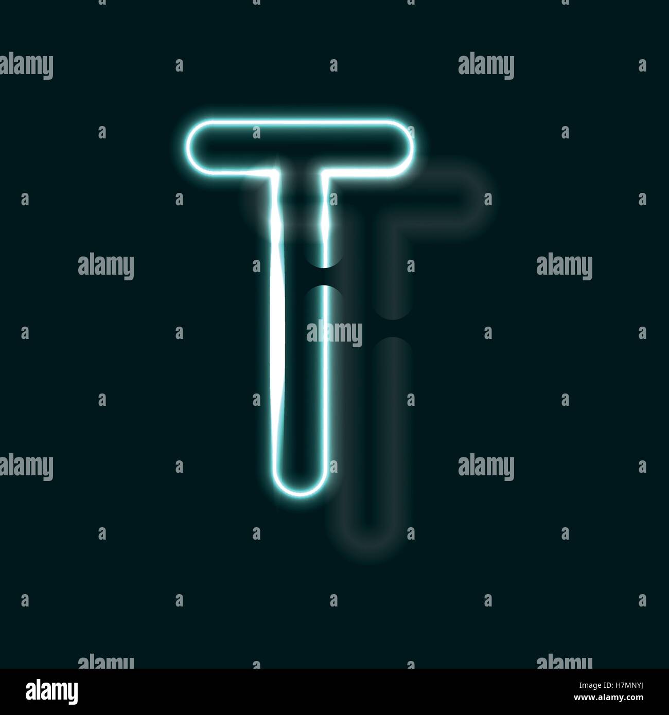 Alphabet au néon. Police de contour lumineux. Lettre vecteur réaliste de tubes au néon. Vector illustration. ABC inhabituelle. Illustration de Vecteur