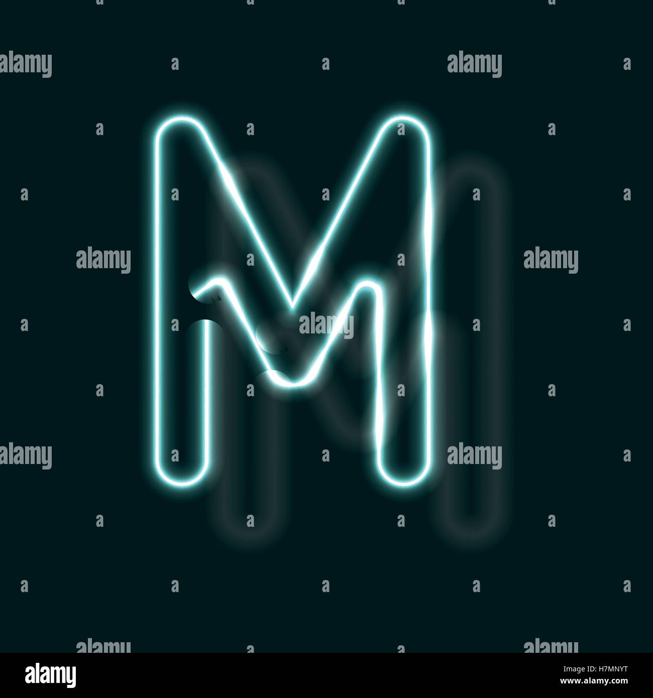 Alphabet au néon. Police de contour lumineux. Lettre vecteur réaliste de tubes au néon. Vector illustration. ABC inhabituelle. Illustration de Vecteur
