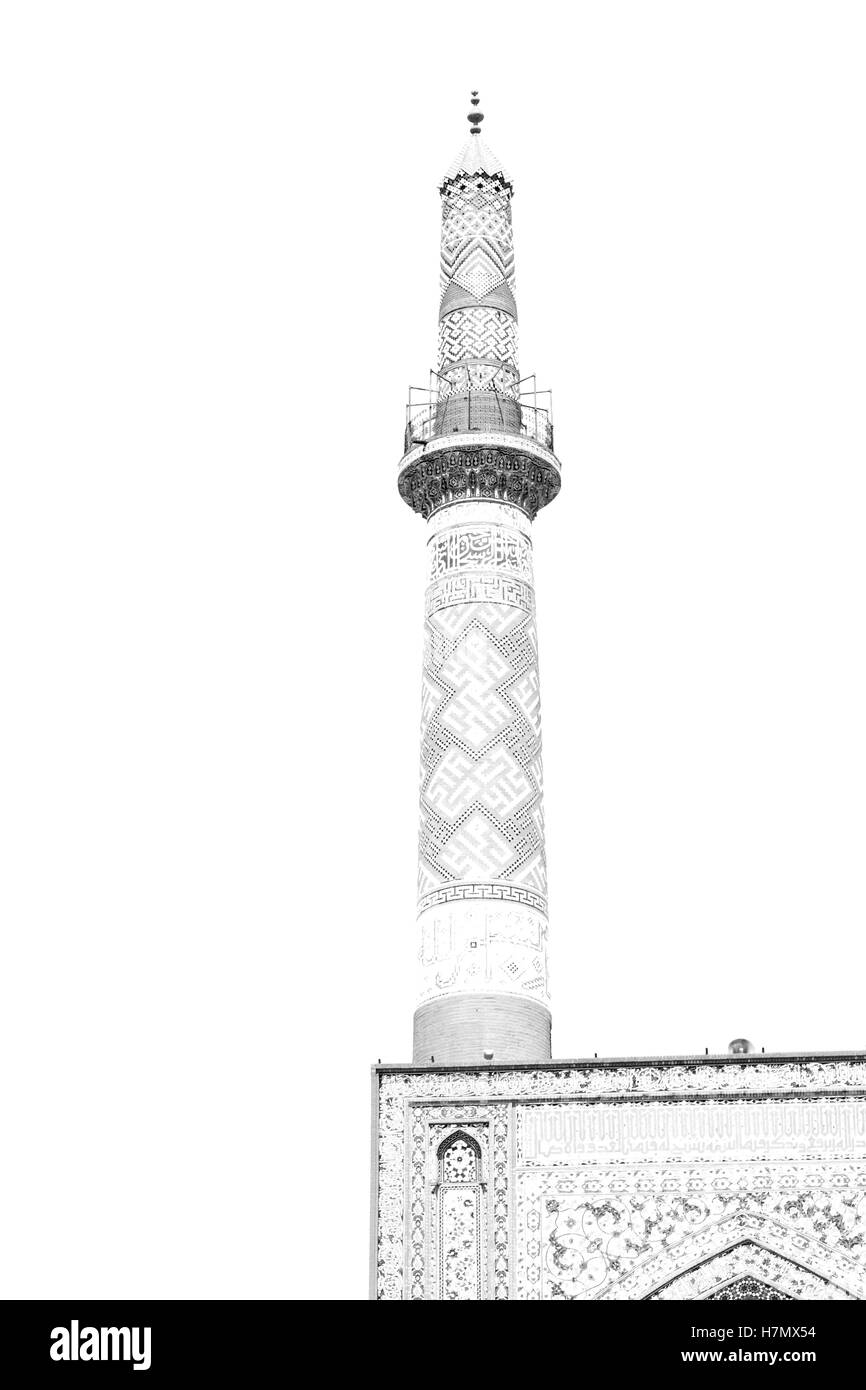 Dans l'Iran islamique flou architecture ancienne mausolée minaret mosquée près du ciel Banque D'Images