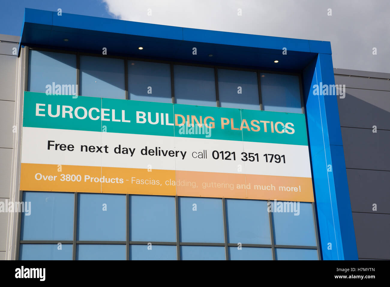 Eurocell plastiques bâtiment signalisation trade center Banque D'Images