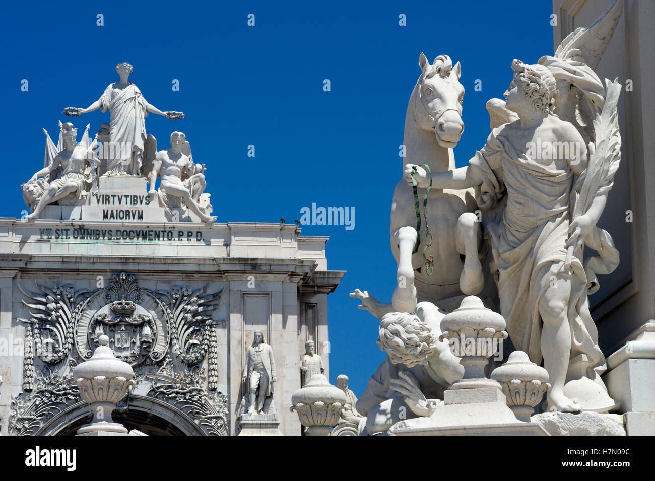 Portugal, Lisbonne, Praca do Comercio, l'Arco do Triunfo Banque D'Images