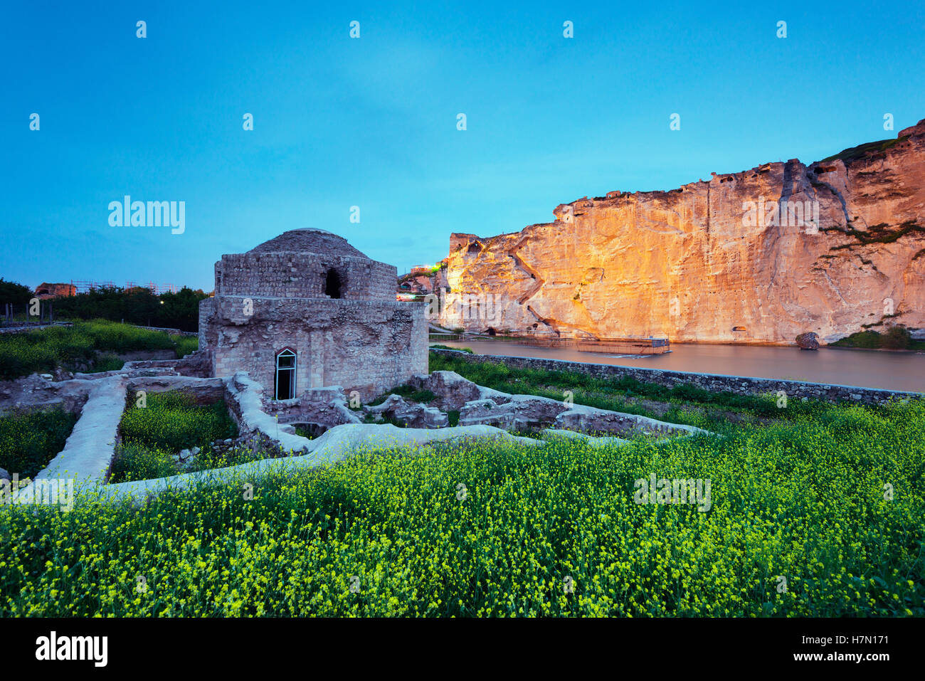 La Turquie, l'Anatolie orientale, Hasankeyf, prévu pour les inondations dans le cadre du projet Ilisu Tigre, des bains Artuklu Banque D'Images