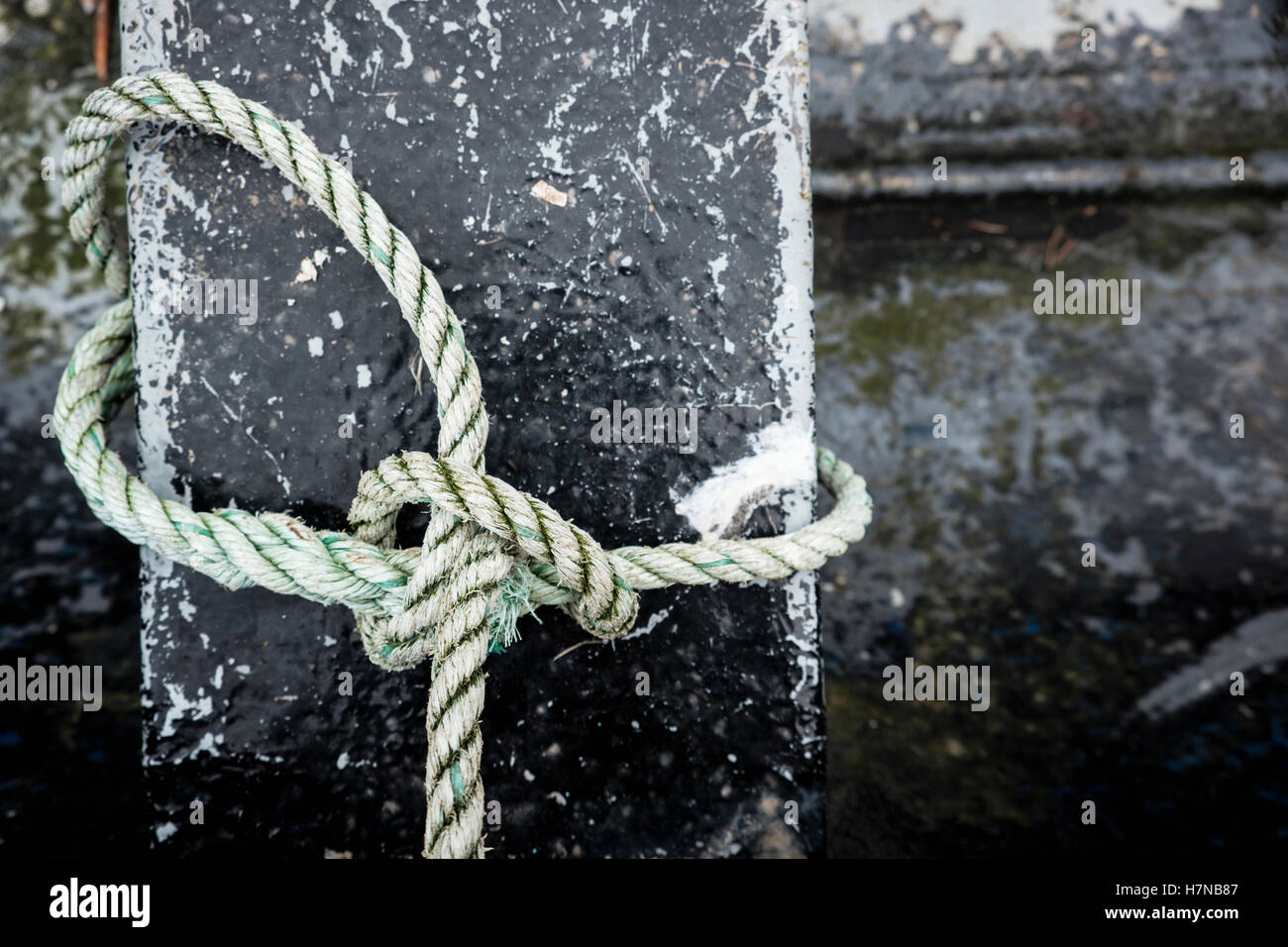 Corde, Close up, Détail, Port, Portree, Isle of Skye, Scotland Banque D'Images