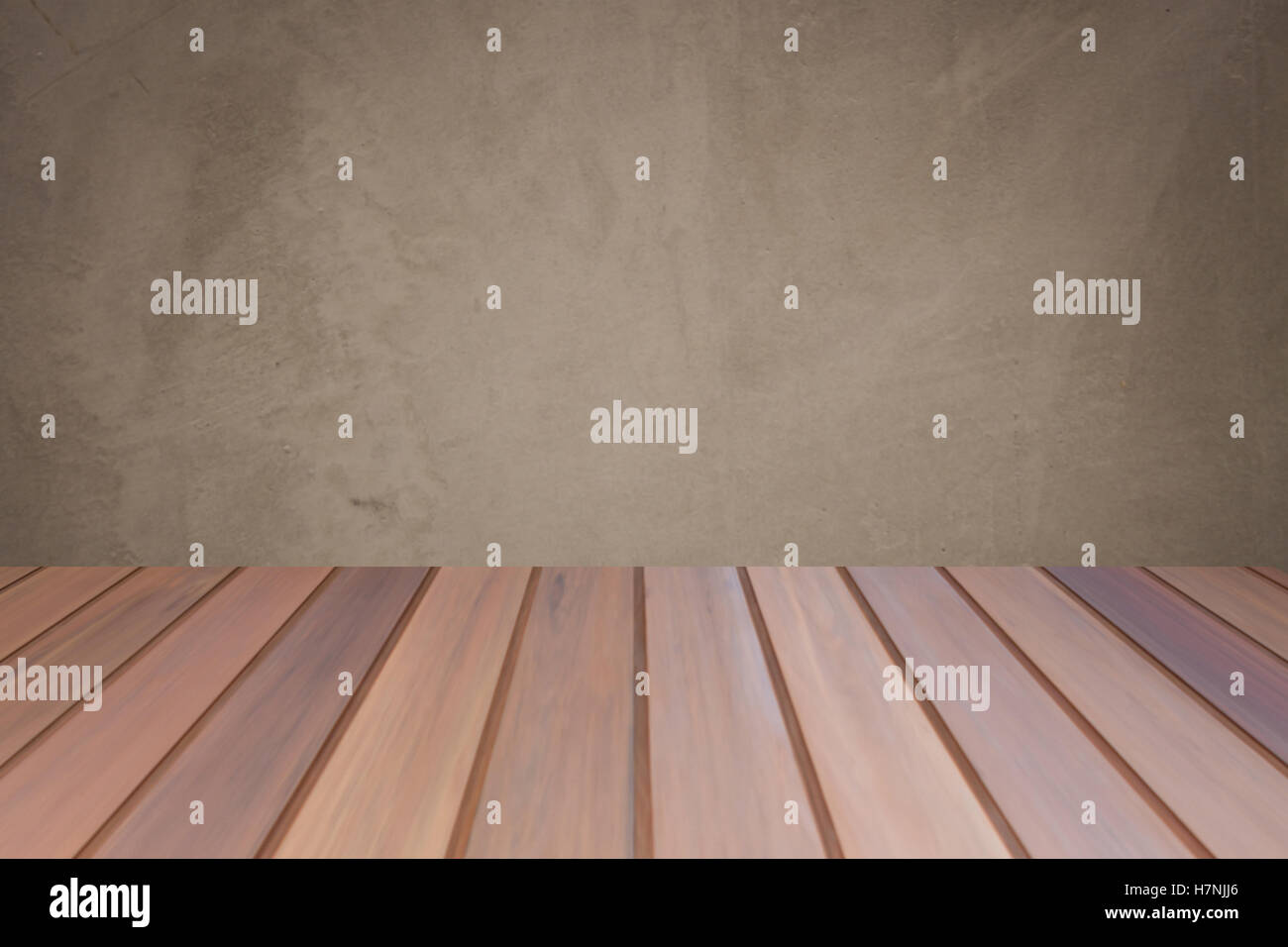 Table en bois vide haut mur de béton avec arrière-plan. Pour l'affichage des produits Banque D'Images