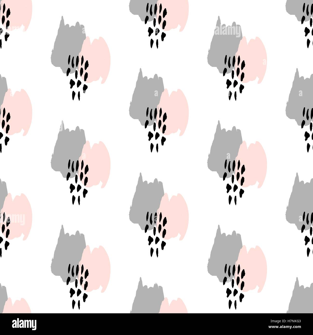 La main peinte en gris clair, rose pastel et noir sur fond blanc. Résumé arrière-plan transparent répétition. Illustration de Vecteur