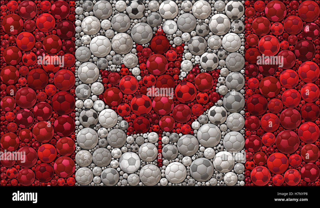 Drapeau national du Canada Soccer Balls Mosaic Illustration Design Sport Concept Background Banque D'Images