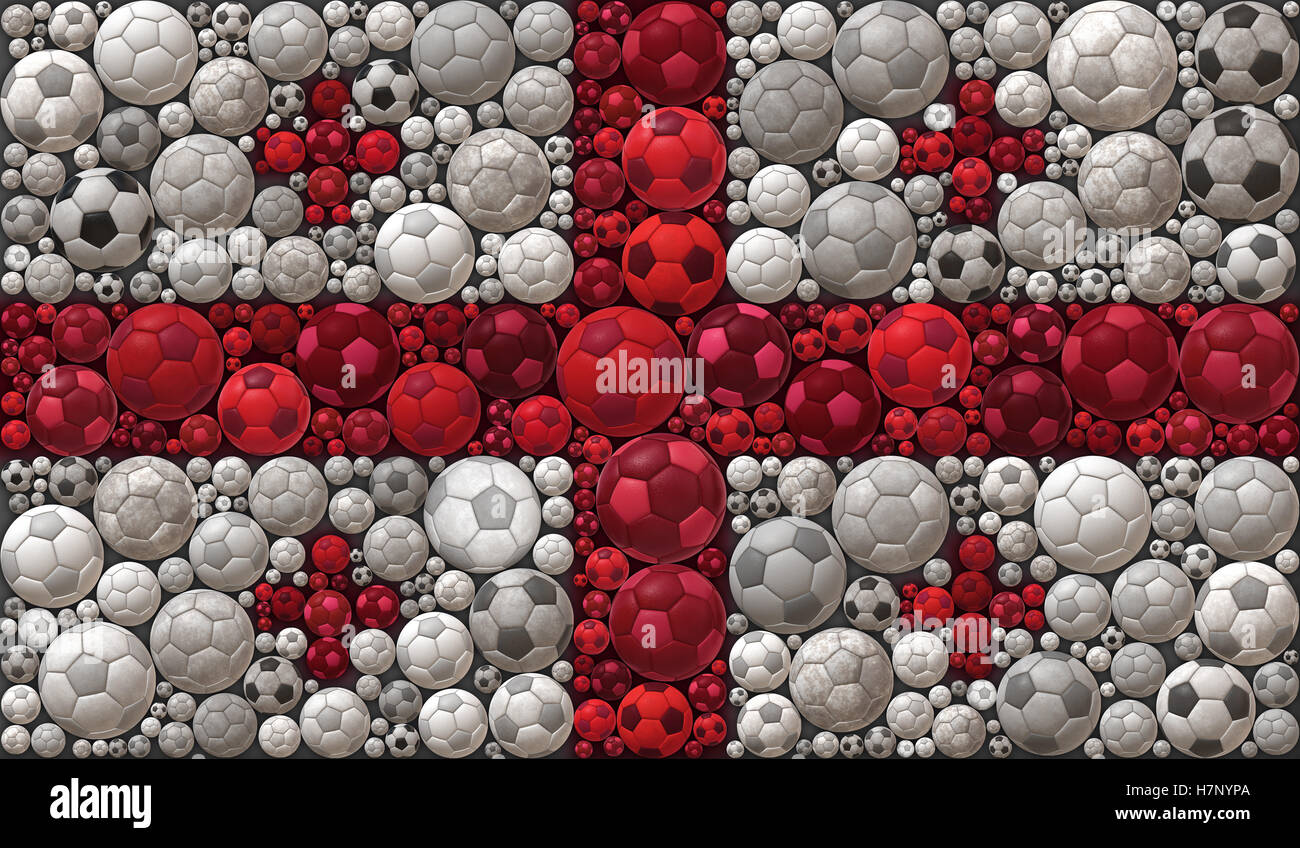 Drapeau national de Géorgie Les ballons de soccer Sport Mosaïque Illustration Design Concept Background Banque D'Images