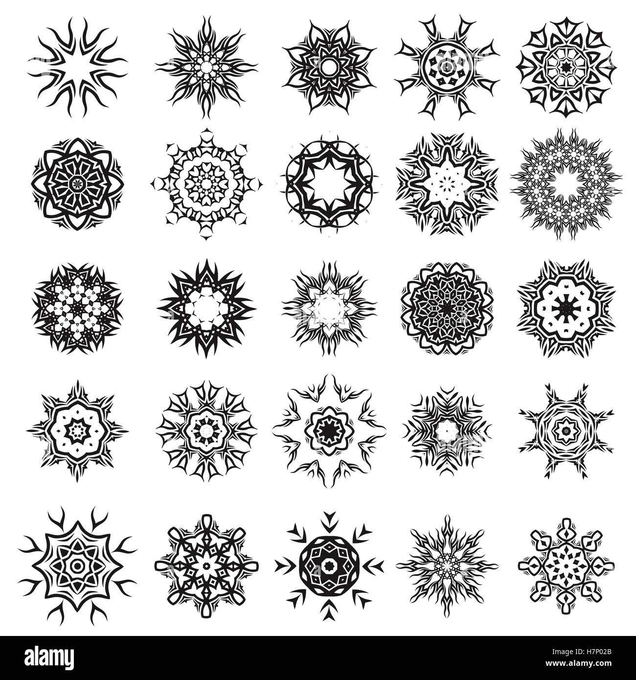 Ensemble de Rosette Tribal Tattoo Design Illustration de Vecteur