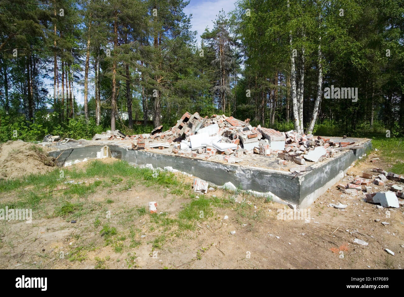 Fondation maison démolie, Finlande Banque D'Images