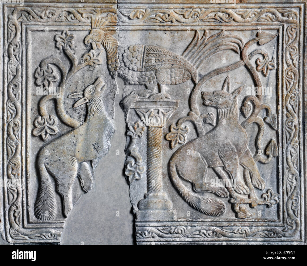 Fables d'animaux secours ancienne 13ème siècle icône Constantinople Istanbul Turquie Turc Banque D'Images