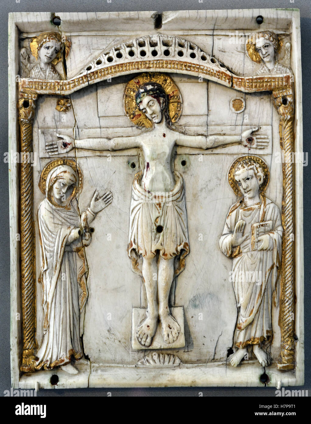 Soulagement avec la crucifixion d'Ivoire 10ème siècle Constantinople Istanbul TURQUIE Turkish East Roman Banque D'Images