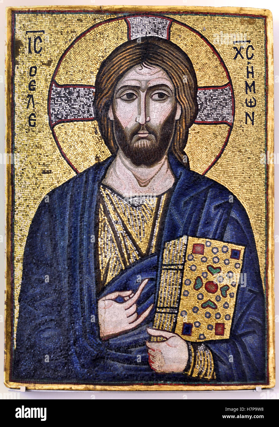 L'icône du Christ Miséricordieux mosaic 12ème siècle Constantinople Istanbul TURQUIE Turkish East ( Romain Mosaïque de verre et pierres naturelles dans la cire sur panneau de bois ) Banque D'Images