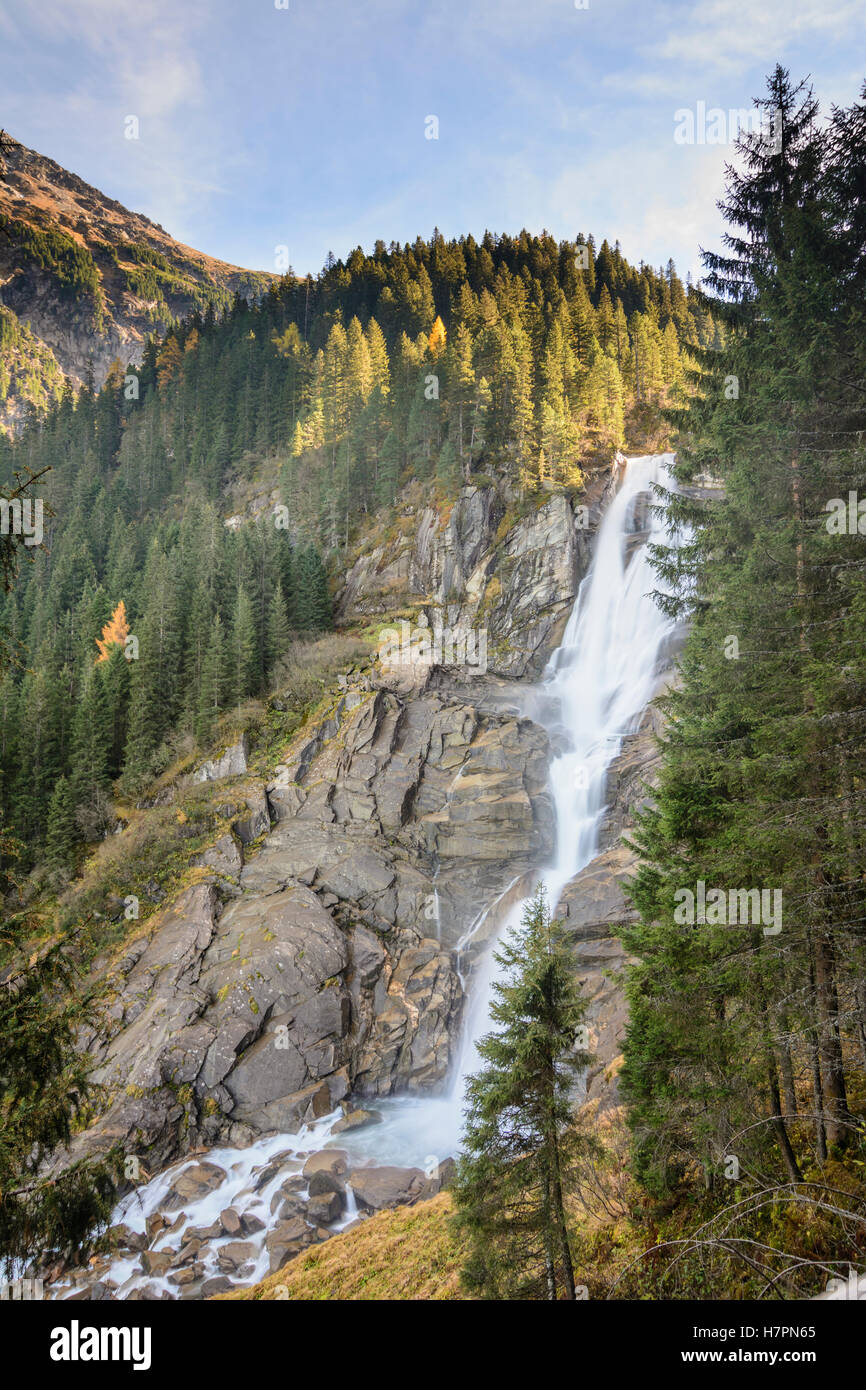 Krimml : Chutes de Krimml, cascade de l'étage supérieur, Pinzgau, Salzbourg, Autriche Banque D'Images