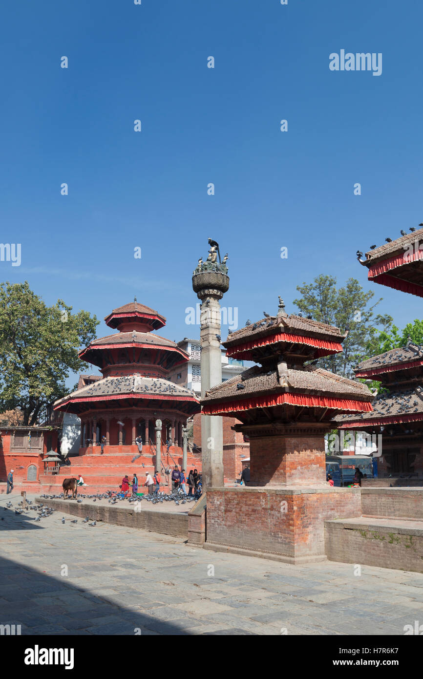 La chronique de roi Pratap Malla, Durbar Square, Katmandou, Népal Banque D'Images